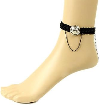 Getmetal Gold Button Black Lace Anklet Amazon De Schmuck