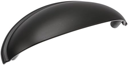 Amerock | Cabinet Cup Pull | Matte Black | 3 inch (76 mm) Center to Center | Ravino | 10 Pack | Drawer Pull | Drawer Handle | Cabinet Hardware