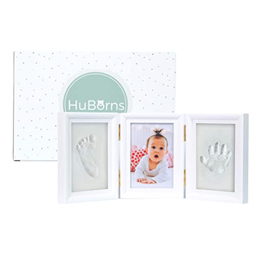 HuBorns Baby Footprints Kit with Clay, Hand and Foot Casting Frame Gift Idea for Birth or Christening Original Keepsake for Boy and Girl (Clay)