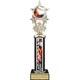 Trophy Deals 12" Flame Baseball Black Matte Column Trophy, Custom Baseball Trophies with Personalized Engraving - WBH101CBK-BSFL-L8
