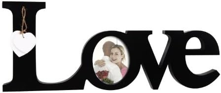 ELEGAN Fabulous Valentine's Day Gift Black Wooden "Love" Themed, 1-opening, Picture Frame for Wall Hanging, 4x5" (20 X 3.3 X 2 Inches)