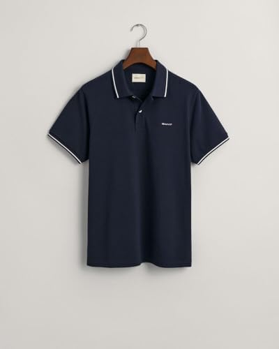 Tipping SS Pique Rugger Uomo, Blu - Evening Blue, M