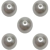 Chenkou Craft 100PCS 3/4"(20mm) White Round Imitation Pearls Bead with Hole Loose Beads Gem (White, 20mm)