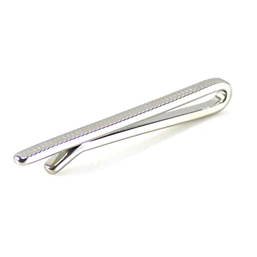 MENDEPOT Classic Silver Tone Micro Dots Pattern Tie Slide In Box