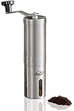 JavaPresse Manual Coffee Grinder, Conical Burr Mill, Brushed Stainless Steel