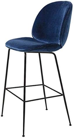 ZfgG Bar Stools with Backrest Fabric Velvet Blue Barstool Height chair Metal Legs Breakfast Kitchen Counter Colour Selection (Color : Blue)