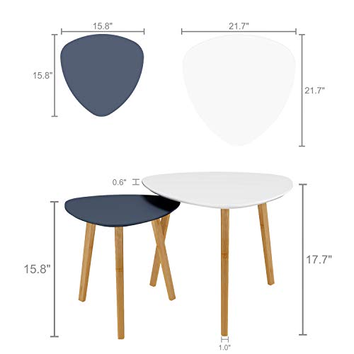 BAMEOS Bamboo Nesting Triangle End Table,Set of 2 Coffee Table Modern