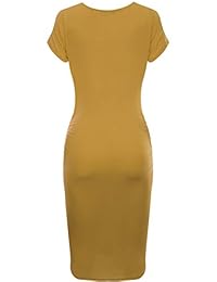 Vestido ajustado a media pierna con cintura fruncida y manga corta de AFY para mujer