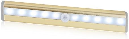 Nooled 10 LED Wireless Motion Sensing Bar with Magnetic Strip,stick on Anywhere,Under Cabinet,Closet, LED Night Light, included 4pcs AAA Battery's(Cold White)
