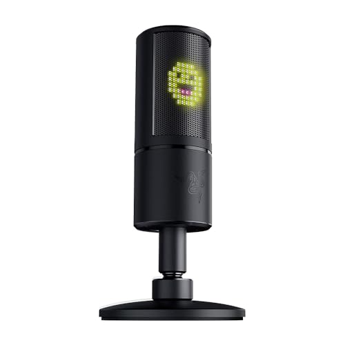 Razer Seiren Emote - USB Kondensator-Mikrofon für Streaming mit Emoticon Display (8-Bit-LED-Display, Stream-Reaktiv, Hyperkardioid Mikrofon, Schockdäm