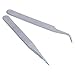 2 Nail Art Tweezers Curved Straight Pointed Ongles (silver)