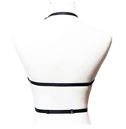 Jelinda Harness Body Accessories Black Belt Elastic Cupless Cage Bra Body for Women (Y059-black)