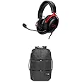 Bundle of HyperX Cloud III – Wired Gaming Headset, PC, PS5, Xbox Series X|S, Angled 53mm Drivers, DTS, Memory Foam, Durable Frame, Ultra-Clear 10mm Mic Black/Red + HyperX Knight Gaming Backpack Black
