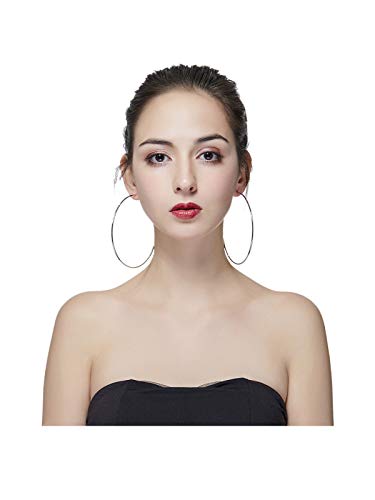 Hypoallergenic Big Hoop Earrings for Women Men - 10cm Lightweight Geometric Thin Circle Earrings, Nickel-Free Statement Ear Jewelry - Thumbnail 6