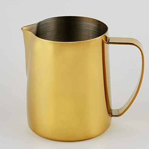 FELICIKK One Handle Custom Pull Milk Frothing Pitcher Stainless Steel Titanium Plated Colorful Pull Cup (Color : Titanium gold)