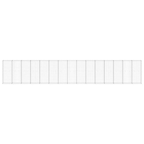 HLLNME Steinzaun Steinkorb Steingabione Gabion Säule, Gabionenwand mit Abdeckung Verzinkter Stahl 900x30x150 cm – Bild 4