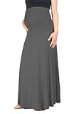 Beachcoco Women's Maternity High Waisted Fold Over Maxi Skirt