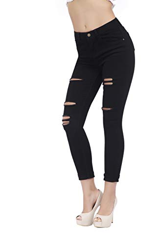 Women's Hight Waisted Butt Lift Stretch Ripped Skinny Jeans Distressed Denim Pants