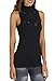 Disbest Women's Tank Tops, Lace Hollow High Neck Sleeveless Stretch Casual Sweater T-Shirt,Black,L/US 8