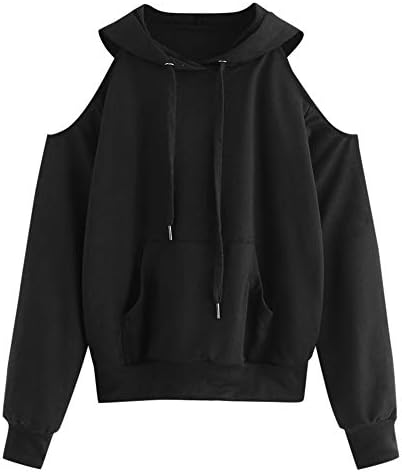 Womens Top!! JSPOYOU Solid Color Long-Sleeved Hoodie Casual Off Shoulder Sweatshirt Pullover Blouse