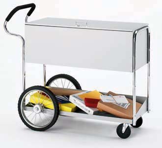Charnstrom Long Solid Metal Cart with 16-Inch Rear Tires and Cushioned Ergo Handle (B268)