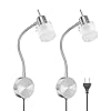 ledscom.de Leeslamp/wandlamp MIRAS, zwanenhals, schakelaar, stekker, roestvrij staal mat, 1x GU10 max. 25W, 2 st.