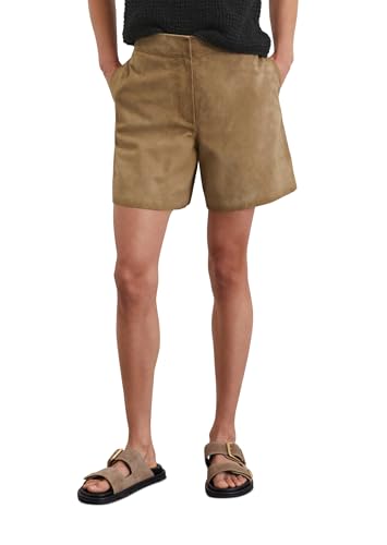 Marc OߴPolo Pantalón corto de piel Mujer talle medio Shaped Fit, Beige (Summer Sand), 46
