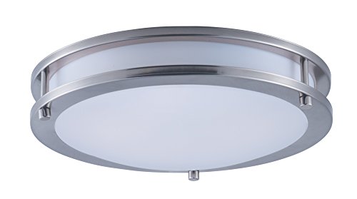 Maxim 55542WTSN Linear LED Flush Mount, Satin Nickel Finish, White Glass, LED Bulb , 40W Max., Wet Safety Rating, Standard Dimmable, Glass Shade Material, 2016 Rated Lumens