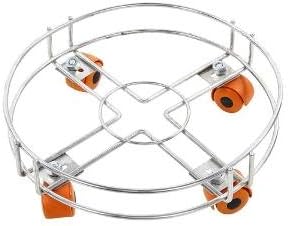 SREEHARI Stainless Steel Cylinder Trolley with Wheels (Silver)