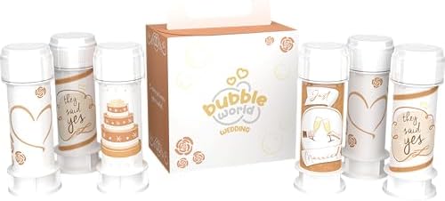 - Wedding Terra - Pompas de Jabón Boda 6 x 60 ml - Tubos Blancos con Soplador Integrado - Detalle Boda Regalo Invitados - Made in Italy