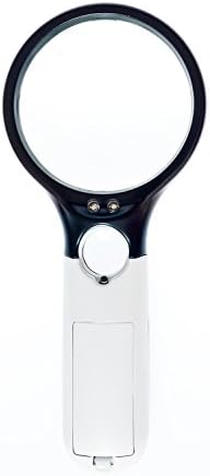 Ultra Bright 3 LED Handheld Magnifying Glass for Reading + Bonus - Great for use as Jewelers Magnifying Glass with Light, for Small Print, School Work, Office Work, Homework, Coins, Maps, Sewing