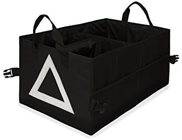 Limited Time Offer - Folding Trunk Organizer for Car SUV, Vehicle, Auto, Truck, Minivan - Car Boot Organiser - Collapsible Cargo Storage Container with Triangle Warning (Black Car Organizer Trunk)