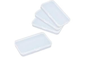 4Pcs Clear Polypropylene Rectangle Mini Storage Containers Box with Hinged Lid for Card,Accessories,Crafts,Learning Supplies,