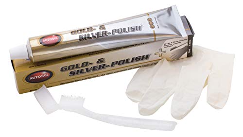3.33 oz Tube Gold and Silver Polishing Cream with Brush and Gloves Jewelry Making Metal Cleaning Tool Kit