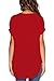 Dearlovers Women V-Neck Vintage Solid Blouse Top X-Large Red