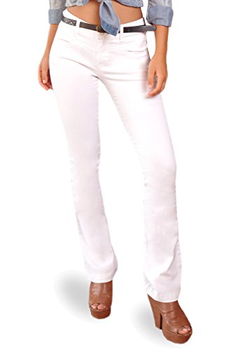 Be Bop Bebop Women's Bootcut Pant, White, Size 24, Stretch Cotton Twill, Removable Belt