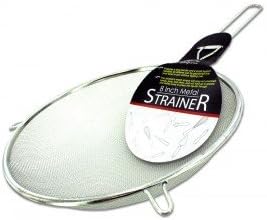 Portion Perfect Stainless Steel Fine Tea Mesh Strainer, Colander Sieve with Handle for Kitchen Food Rice, Vegetable, Seeds, Pulp and Skins. 8” Diameter with 5 1/2" Handle