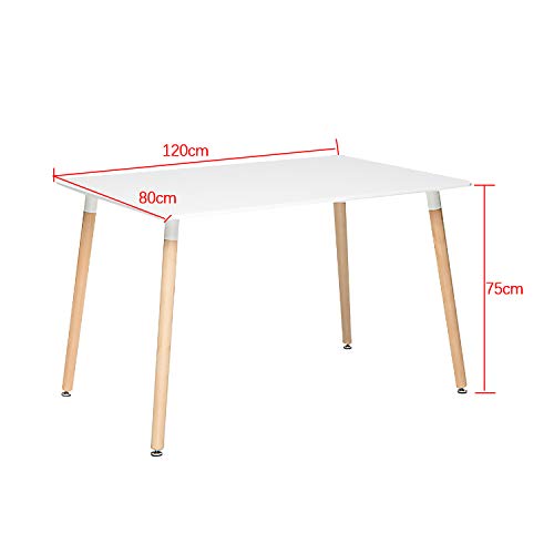 ME2 Kitchen Rectangular Table,Modern 47.2"x 31.5"Leisure Cofffee Table,Office Conference Desk with Wooden Legs and White Top for Kitchen Dining Room.White - Thumbnail 6