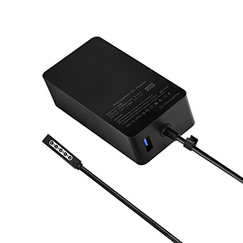 Microsoft Surface Pro Charger, 48W 12V 3.58A Surface Power Adapter for Microsoft Surface RT, Surface Pro 1, Surface Pro 2, Surface 2 1512 1514 1536 - Extra 5V/1A USB Port(48W)