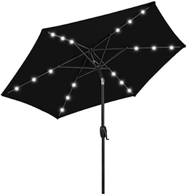 Amazon Com Best Choice Products 7 5ft Outdoor Solar Market Table Patio Umbrella For Deck Pool W Tilt Crank Led Lights Black Garden Outdoor