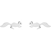 Minimalist Squirrel Small Little Stud Earrings for Women Cute Stainless Steel Animal Cartilage Tragus Hypoallergenic Tiny Huggie Sleeper Studs Fashion Piercing Jewelry Birthday Bff Gifts