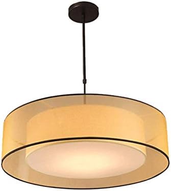 Tyjiaju 新しいシャンデリア E27ダイニングテーブルペンダントランプレストランキッチン寝室リビングルーム 直輸入品激安 ファブリックペンダントランプラウンド鉄吊りランプ黄色と黒ランプシェード吊りランプ高さ調整可能3 リビングルームヌル