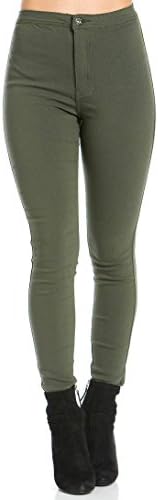 SOHO GLAM Super High Waisted Stretchy Skinny Jeans in Olive (Plus