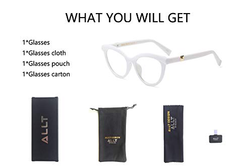 Allt Vintage Cat Eye Optical Eyewear Half Tinted Frame Mod Eyeglasses with Clear Lenses For Women (White)