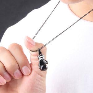 JewelryWe Birthday Gift for Men 5PCS Stainless Steel Mens Boxing Glove Pendant Necklaces with 22 inch Chains, 5 Colors Included - Image 4