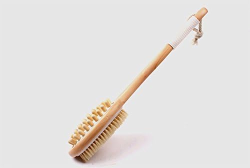 Dollshow Natural Bristle Dry/Wet Body Brush Anti-skid Handle 2 in 1 Bath Shower Skin Massager for Men Women