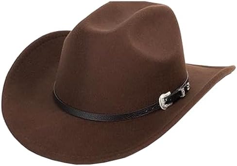 COLLBATH Sombrero de vaquero de ala ancha para hombres y mujeres, sombrero de fieltro occidental, accesorio para fiestas y festivales COLLBATH Sombrero de vaquero de ala ancha para hombres y mujeres, sombrero de fieltro occidental, accesorio para fiestas y festivales