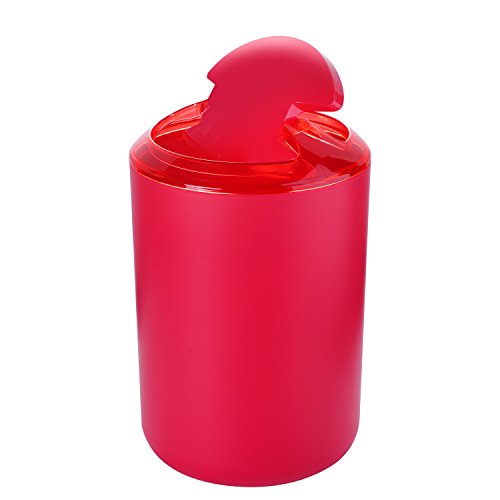 6 Pcs Plastic Bathroom Accessory Set Luxury Bath Accessories Bath Set Lotion Bottles, Toothbrush Holder, Tooth Mug, Soap Dish, Toilet Brush, Trash Can, Rubbish Bin (Red)