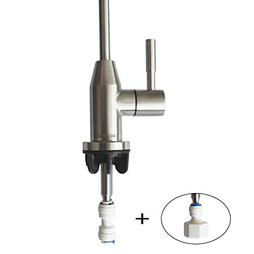 Drinking Water Faucet, Kitchen Sink Faucet Beverage Faucet for Drinking Water Purifier Filter Filtration System, 1/4-inch Tube, Lead-Free, Brushed Stainless Steel By KINGLEV
