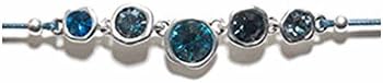Amanda Blu Women's Antique Silver Crescendo Necklace Sapphire W/ Teal Blue Cord Gold Plated 16-18" L